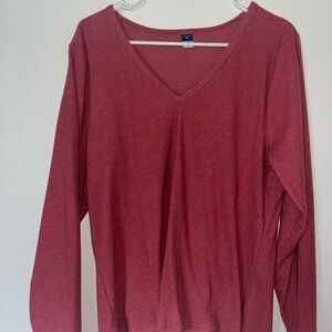 Old Navy Red Fitted Blouse with Rounded Neckline